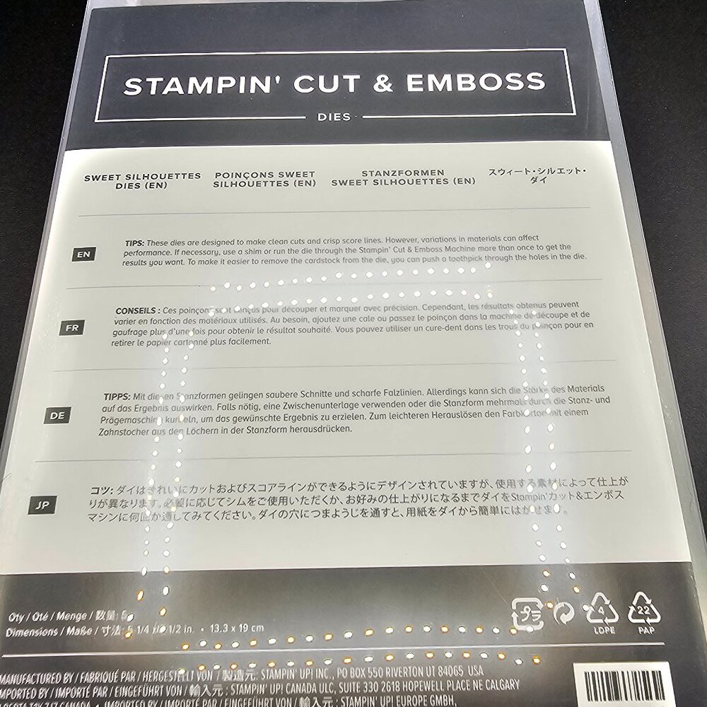 Stampin' Cut and Emboss Dies, Sweet Silhouettes Dies English